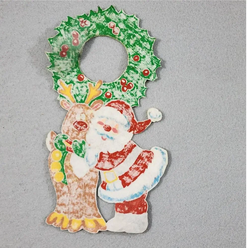 Christmas Patch Appliques Gingerbread Men x2 Santa & Reindeer 3pcs Embellishment